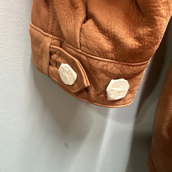 THE TERRITORY AHEAD 1990 Tan LEATHER Heavy Duty Mens L Ranch Field Zip Jacket - Picture 4 of 16